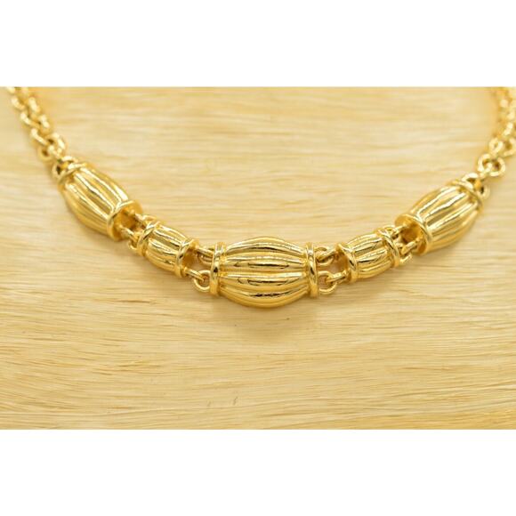 Givenchy Vintage Collar Necklace Chunky Linked Chain Gold Toggle Signed 80s BinP - Picture 3 of 12